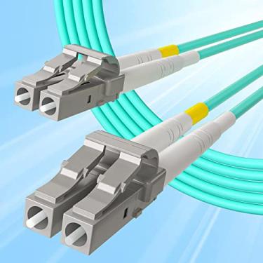 Imagem de 10Gtek Cabo de fibra óptica LSZH de 10 Gb/Gigabit multimodo duplex 50/125μm LSZH para transceptor SFP, Aqua, 3 metros, pacote com 10
