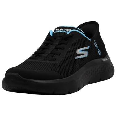 Imagem de Skechers Tênis feminino Go Walk Flex Hands Free Slip-ins - Grand Entry, Preto/Aqua, 7 Wide