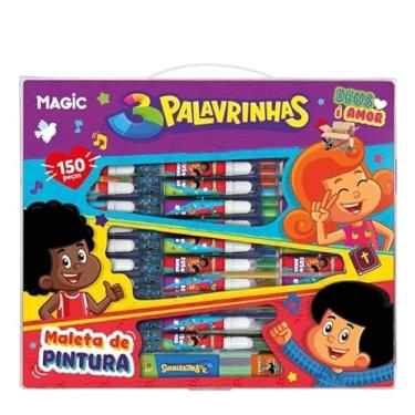 Imagem de KIT Escolar Infantil Maleta Estojo De Pintura - Canetinhas - Aquarela 150 Pçs (150Pç 3 Palavr)