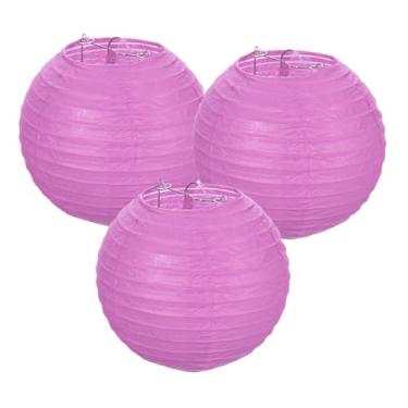 Imagem de PATIKIL Lanternas de papel redondas 15 cm/6", pacote com 3 lanternas decorativas para pendurar lâmpadas, decorações de festa para aniversário, casamento, chá de panela, decoração de casa, fúcsia