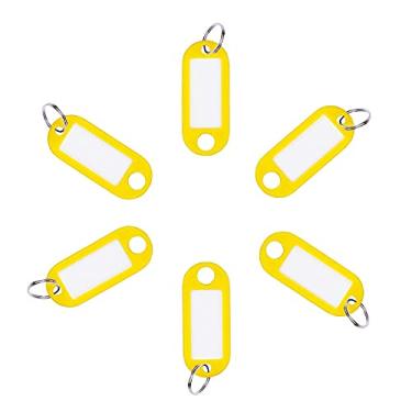 Imagem de Chaveiro com etiqueta de identificação e chave de plástico com cores sortidas - chaveiro com etiquetas de hotel - com suporte para janela de etiqueta, Amarelo