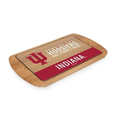 Imagem de PICNIC TIME Tábua de queijo NCAA Indiana Hoosiers com tampa de vidro para grelha, travessa de servir, tábuas de queijo tábuas de charcutaria, (Parawood)