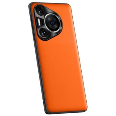 Imagem de HAO RIYLN Capa ultrafina para Huawei Pura 70 Ultra/70 Pro+/70 pro/70, capa de telefone de couro de luxo com proteção de câmera à prova de choque, laranja, 70 Ultra