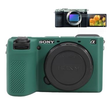 Imagem de Pocoukate Capa para câmera Sony Alpha 6700, capa protetora de silicone macio com protetor de tela A6700, acessórios para câmera Sony Alpha 6700, capa de silicone - verde escuro