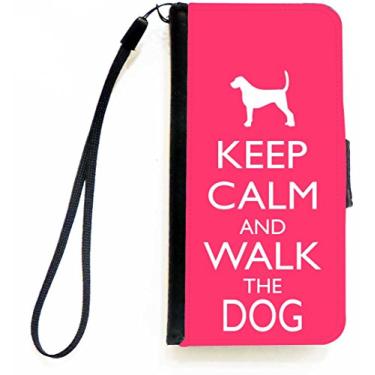 Imagem de Rikki Knight Keep Calm and Walk the Dog - Capa tipo carteira flip rosa tropical com aba magnética para Apple iPhone 5c