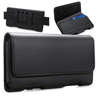 Imagem de BECPLT Capa para iPhone Xs Max Holster, capa para iPhone 8 Plus com clipe de cinto, capa de couro premium com suporte para cartão para Apple iPhone Xs MAX/iPhone XR/iPhone 7 Plus/6s Plus/6 Plus, Preto