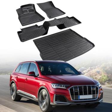 Imagem de DrCarNow Tapetes para Audi Q5/SQ5 2018-2025 (sem PHEV), tapetes de carro para todos os climas para Audi SQ5 e Q5 acessórios forro de porta-malas forro de carga ajuste personalizado TPE 4 peças preto