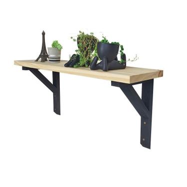 Imagem de Prateleira Com Mão Francesa Chapecó 27a X 60l X 19p Em Madeira De Pinus Natural E Preto