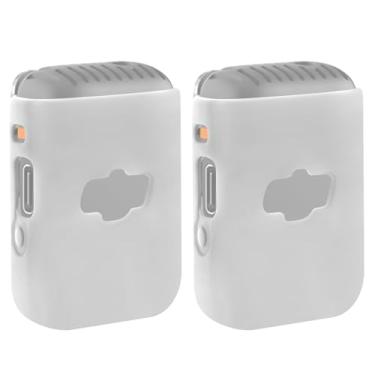 Imagem de Geekria Capa para microfone para criadores compatível com transmissor DJI Mic 2, capa protetora de silicone para microfone, capa protetora macia para microfone (cinza/pacote com 2)