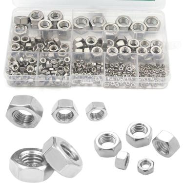 Imagem de Kit 341 Porcas Sextavada Aço Inox M2 M3 M4 M5 M6 M8 M10 M12