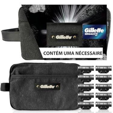 Imagem de Kit Gillette Mach3 10 cargas + Necessaire, Higiene Pessoal, Cuidado com a barba, Lâminas e Aparelhos de Barbear