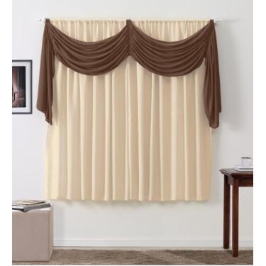 Imagem de Cortina Veneza 2,00x1,70m Marfim e Chocolate - Vivarti