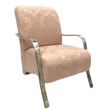 Imagem de Poltrona Elis Braço Cromado Jacquard Rosê - Sua Casa Decor
