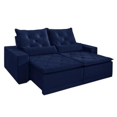 Imagem de Sofá Retrátil e Reclinável 4 Lugares Jade Vivaro Decor Suede Azul Mari