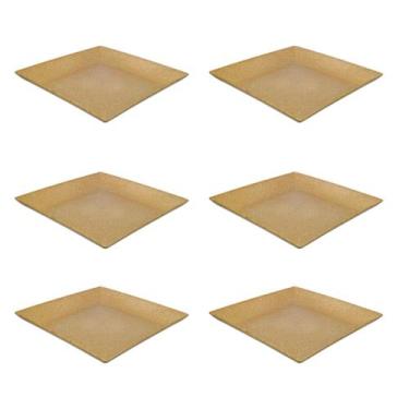 Imagem de 6un Petisqueira prato quadrado 24cm ecológico marrom claro - evo