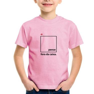 Imagem de Camiseta Infantil Pense fora da caixa - Foca na Moda, Rosa bebê, 4