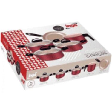 Imagem de Jogo de Panelas 5 Peças-Teflon Antiaderente-Cor Cereja Bege - GAT MAGA