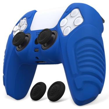 Imagem de PlayVital Capa protetora para controle Raging Warrior Edition para PS5, protetor de borracha antiderrapante para controle sem fio PS5, capa de silicone macio para controle PS5 com tampas de polegar -