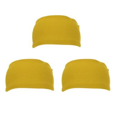 Imagem de PATIKIL Bandanas esportivas masculinas 17,78 cm x 10,16 cm, 3 faixas de suor para corrida, absorção de suor, para mulheres, treino, basquete, ioga, academia, amarelo