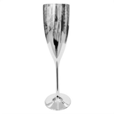 Imagem de Taça Metalizada Champagne Acrílico Decoração Festa Prata 180ml - LSC T