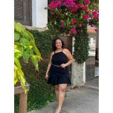 Imagem de Vestido feminino plus size alcinha regulavel babado na barra duna fest