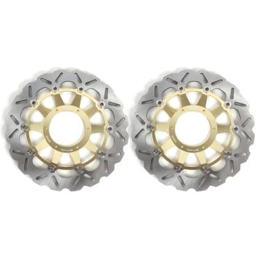 Imagem de 1 par de discos de freio dianteiros flutuantes de rotores compatíveis com Honda CBR1000RR 2006-2007, VTR1000 SP1 RC51 2000-2004, peças de acessórios de motocicleta douradas