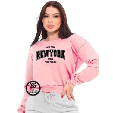 Imagem de Moletom Feminino Personalizado New York Modelo Gola Careca Blusa de fr