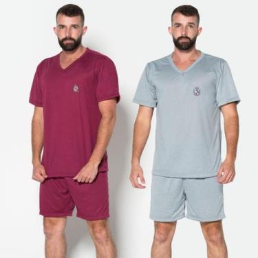 Imagem de KIT 2 Pijama Masculino Gola Liso V Fechado Bella Fiore Roupas Masculin