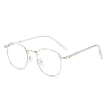 Imagem de HCPIHF Armação de óculos transparente feminina masculina com bloqueio de metal óculos feminino, 4, tamanho único