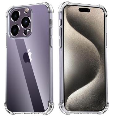 Imagem de USTIYA Capa para iPhone 15 Pro Max ‎6,7 polegadas Uso Resistente Bumper de Absorção Choques em TPU Transparente Protector Câmera com Espessamento nas Quatro Pontas da Carcasa