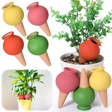 Imagem de Tanlade 8 peças de pontas de terracota auto-irrigáveis, pontas de irrigação de terracota, bebedouro automático de jardim fofo para interior e exterior em vasos nas férias, multicolorido