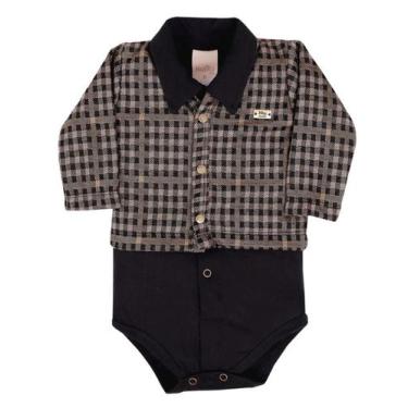 Imagem de Kit Body + Casaco Xadrez Luxo Bebê Menino Katita Kids 2734, Xadrez, 1 
