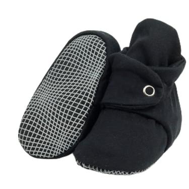 Imagem de Botas para bebês de algodão orgânico, antiderrapante, sola macia, sapatos para bebês, chinelos de casa para meninos e meninas, Preto, 0-6 Months Infant