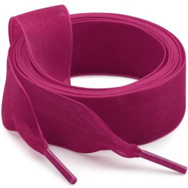 Imagem de WEGOODZF Cadarços de sapato de fita de cetim: cadarços de fio de neve planos de 2 cm para mulheres - 2 pares, 14 rosas, 24"Inch (60CM)
