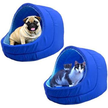 Imagem de Kit 2x Camas Pet Iglu Raça para Grande Cachorro e Gato com Almofada (Azul)