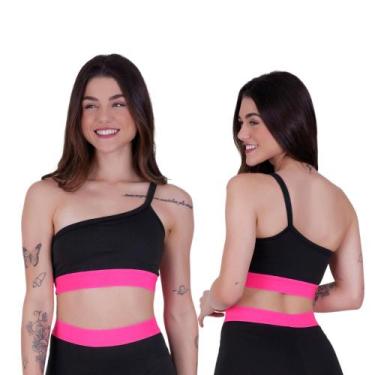 Imagem de Kit 2 Top Fitness Academia Feminino Com Alça Fina De Um Ombro Só Blogu