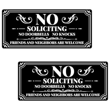 Imagem de 2 peças de sinal sem solicitação, 22 x 10 cm acrílico autoadesivo sem solicitação para casa, janela, porta, parede, pátio, varanda, decoração (preto, branco)