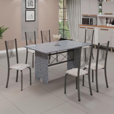 Imagem de Conjunto de Mesa Tampo de Granito Ocre com 6 Cadeiras Lorena Yescasa