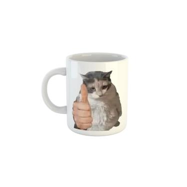 Imagem de Caneca Figurinha engraçada Gato gordo Joinha