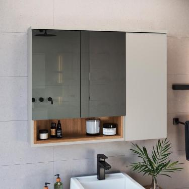 Imagem de Armário de Banheiro com Espelho Cecília 3 pt Arenas e Mel