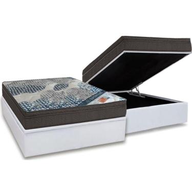 Imagem de Cama Box Baú Casal: Colchão Molas Ensacadas Ortobom Superpocket Fort Tech Iso + Base White(138X188)