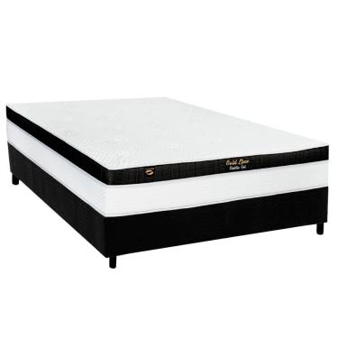 Imagem de Conjunto Box Casal: Colchão Molas Luckspuma Masterpocket Gold Line Elastic Gel + Base crc Suede Black(138x188)