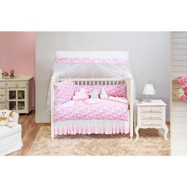 Imagem de Kit Berço Menina Lua Rosa Proteção Em Duas Laterais 13P