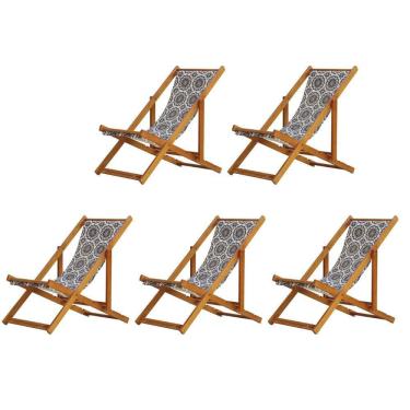 Imagem de Kit 5 Cadeira Espreguiçadeira Dobrável Mel Sb-mandala
