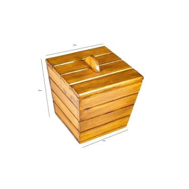 Imagem de Lixeira Em Madeira Rústica Tratada E Envernizada