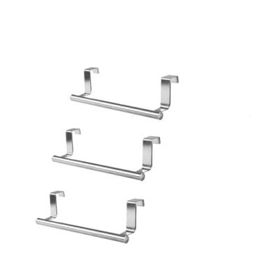 Imagem de Toalheiro sobre a porta, suporte para pendurar toalhas, aço inoxidável, banheiro, cozinha, armário, toalha, pano, prateleira, cabide, 3 peças