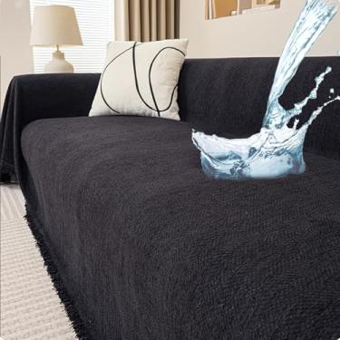 Imagem de Waterproof Couch Cover, Large Anti-Scratch and Wrinkle-Resistant Sofa Cover, Easy to Remove and Wash Sofa Cover, Pet-Friendly Wear-Resistant Sofa Cover for Living Room(Black,71 * 165in)