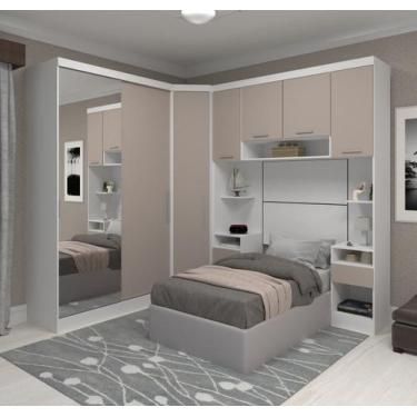 Imagem de Guarda Roupa Dormitório Modulado Alpes Solteiro Espelho Porta Correr -