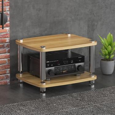 Imagem de Gabinete De áudio Hifi De 1/2/3/4 Camadas Dispositivos De Streaming Rack De áudio Do Gabinete Com Pés De Absorção De Choque - Componentes De áudio E Vídeo, Wood Color, 60 * 48 * 38cm(2Tier)
