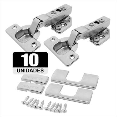 Imagem de Kit C/10 Dobradiça Clip On 105 Soft Close 3D Curva Cp Caneco - Tradest